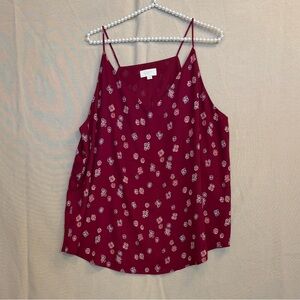 LOFT Burgundy Camisole with White Pattern